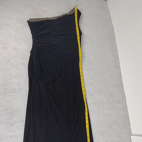 Adrianna Papell Women' Beaded One-Shoulder Neckline Side Ruched Drape Dress Sz 2 - Picture 6 of 11